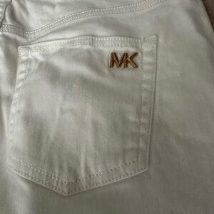 Michael Kors White/Tan Trim Jeans with Logo Tab